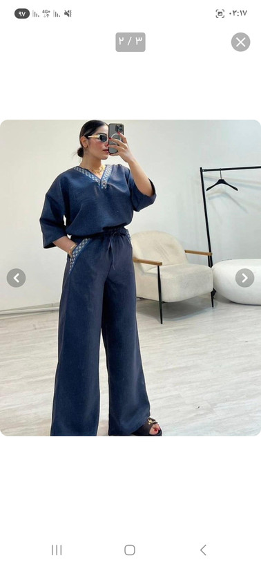 ست شومیز شلوار نوار دوزی طرح انجل زنانه