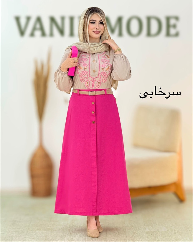ست کت و دامن لینن دخترانه
