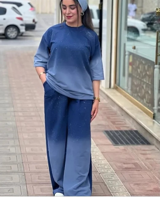 ست تیشرت شلوار زنانه کهکشانی