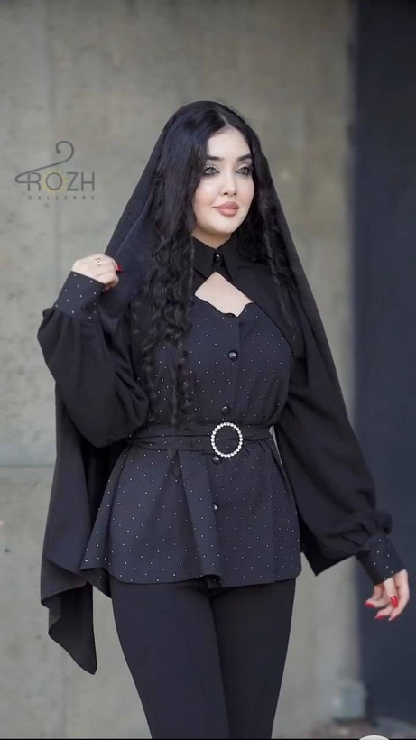 ست شومیز و شلوار زنانه مزونی نگینی عروسکی
