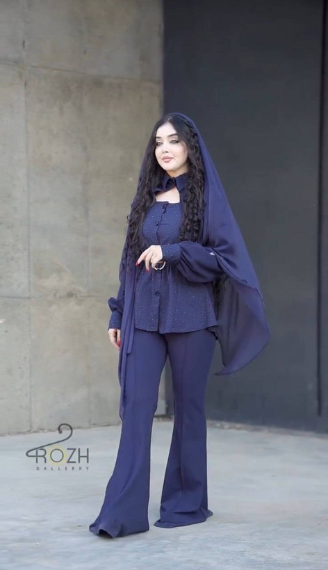 ست شومیز و شلوار زنانه مزونی نگینی عروسکی