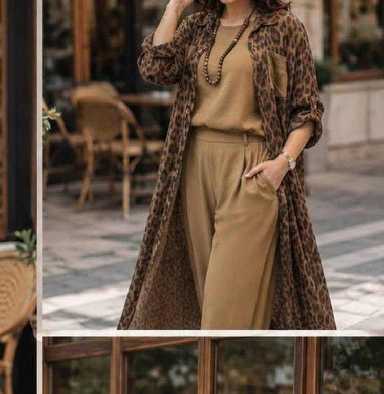 ست سه تیکه پلنگی مزونی زنانه دنیرا