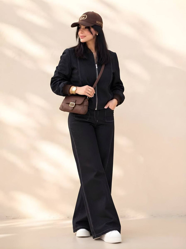 ست بامبر و شلوار جین شسته شده مزونی زنانه خاتون