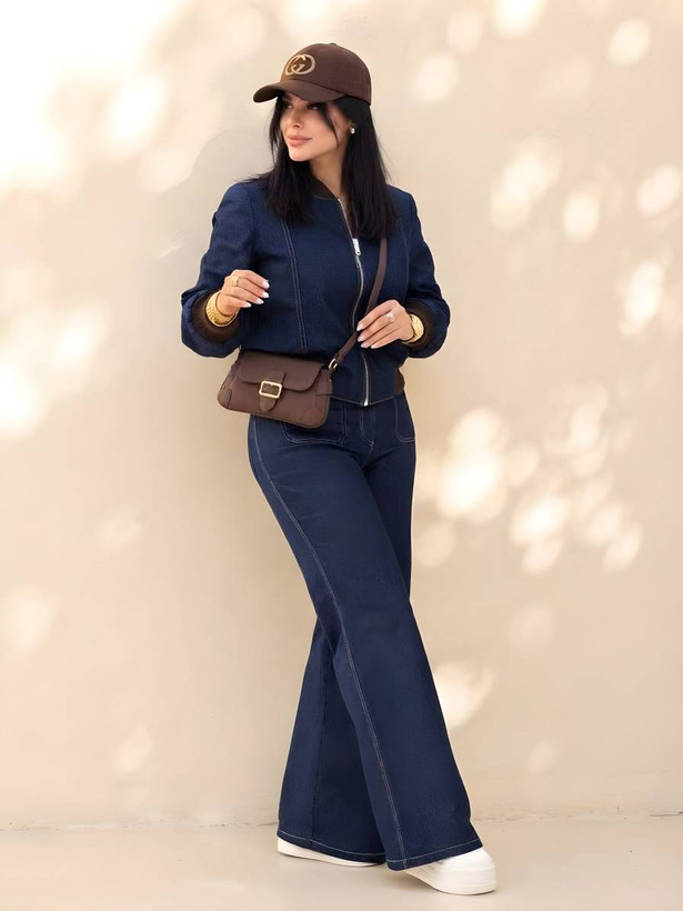 ست بامبر و شلوار جین شسته شده مزونی زنانه خاتون
